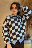 Big Softie Checkerboard Knit Chocolate & Blue